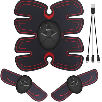 Spierstimulator Stickers - EMS Trainer - Fitness Body Shaping - 6 Trainingsmodi - USB Oplaadbaar - Zwart