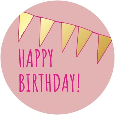 Stickers - "Happy Birthday!" - 39mm - 250 Stuks - Poeder Roze / Metallic Goud - Serie (Goldy Stickers) - Sluitsticker - Etiketten - Stickers Bullet Journal - Volwassenen / Kinderen - Cadeaus - Decoratie