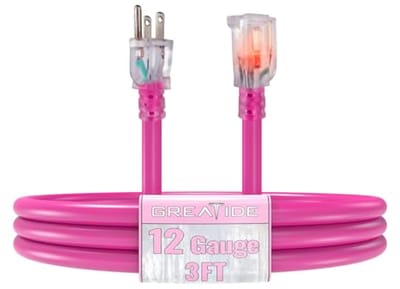 Verlichte Outdoor Verlengkabel 12/3 SJTW - Heavy Duty 15 Ampère