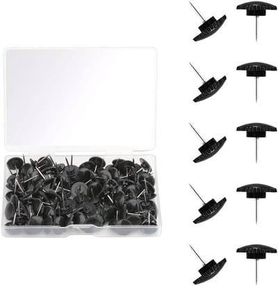 Dailygoods- Drukspelden 100 stuks - Zwarte Punaises - Kunststof/Staaldop - 12 mm - Decoratief - Voor Kurkprikbord