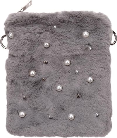 Yehwang - Bag Pearls and Fur - Grijs