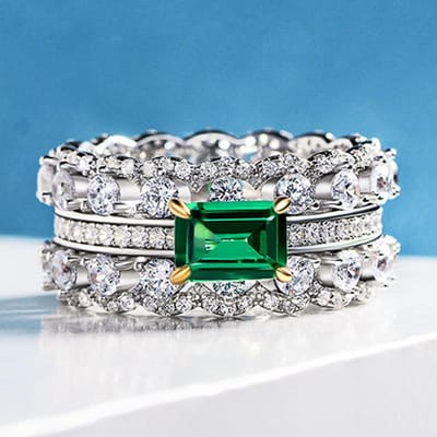 Bagues Huitan en zircone cubique verte noble pour femme, accessoire de déclaration pour soirée, anniversaire, tempérament 10 gray