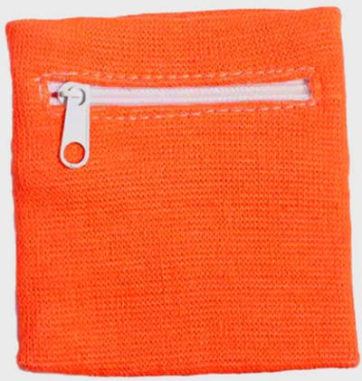 CHPN - Polsbandje met rits - Polsband met opbergzakje - Zweetbandje met Rits - Voor Sport en Fitness - Sleutelzakje - 8 x 8 CM - Oranje - Festivaltasje - Festival polsband