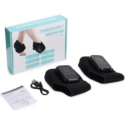 2 STUKS Elektrische Voet Enkel Massager Verwarmde Enkelwikkel Vibratie Massager Ondersteunende Brace Beschermt Gewricht Verstuiking Verwarmingsmassage Riem white