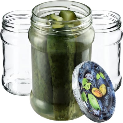 KADAX Kleine inmaakpotten, 315 ml, diameter 66 mm, potten voor honing, jampotten met deksel, luchtdichte, ronde potten (10 stuks, pruimen)