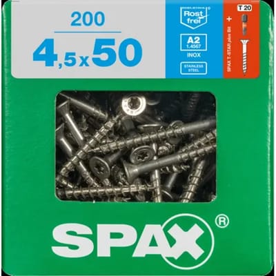 Spax Universele Schroef T-star Verzonken Kop Torx T20 - 4,5x50mm - 200 Stuks