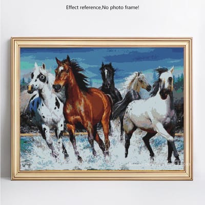 Peinture diamant thème cheval rond 5D à faire soi-même, vente complète, strass, image, broderie diamant 20X30CM gray