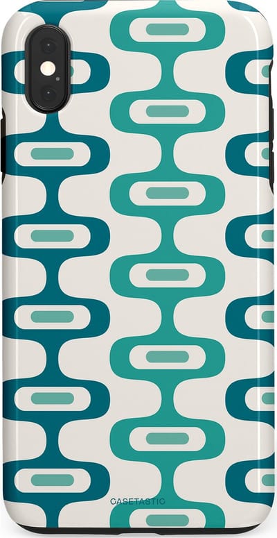 Casetastic hoesje geschikt voor Apple iPhone XS Max - Dubbellaagse bescherming - Vormen vibe - Fashion Case - Wit Petrol Lichtgrijs Mintgroen