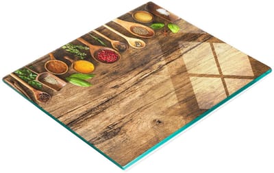 Decoratieve glazen snij- en serveerplank voor kruiden en hout, 60x52 cm