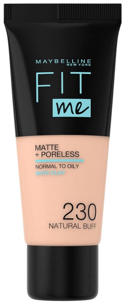 Maybelline New York - Fit Me Matte + Poreless Foundation - 230 Natural Buff - Medium Dekkende Foundation met Matte Finish voor de Normale tot Vette Huid - 30 ml