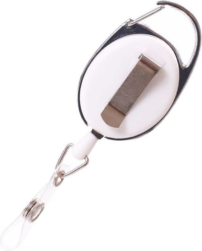 Fako Bijoux - Uittrekbare Sleutelhanger Met Koord & Clip - Rolspeld - Yoyo - Jojo - Skipashouder - Nylon - 36x56mm - Wit