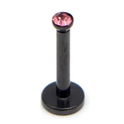 Zwart Met Steen - Tragus / Helix / Labret Piercing
