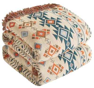 Boho Dekentje - Patchwork Deken - Comfortabel Ontspannen - Dubbelzijdig Ontwerp - 150 x 200 cm - Beige/Bruin