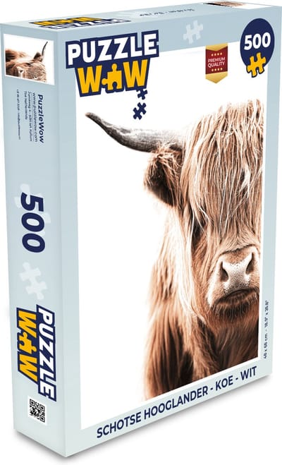 Puzzel Schotse hooglander - Koe - Wit - Legpuzzel - Puzzel 500 stukjes