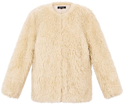Comfortabele Geweven Polyester Damesjas met Zachte Pluizige Textuur - Donkerbruin - Maat L
