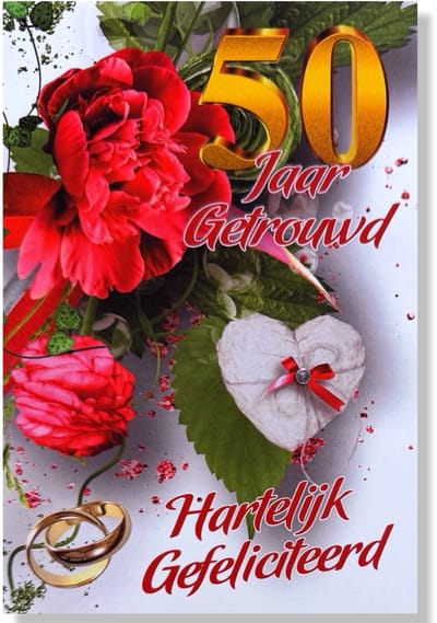 50 jaar Getrouwd! Luxe huwelijk wenskaart 50 jarig jubilieum - 12x17cm - Gevouwen kaart inclusief envelop - Huwelijkskaart'