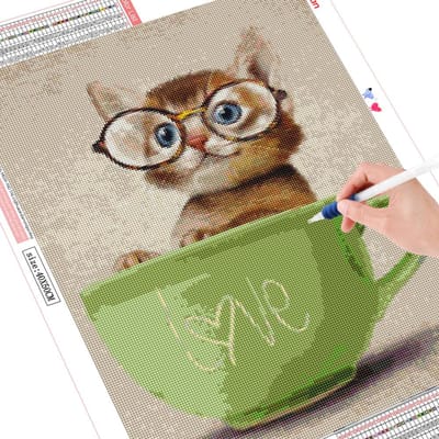 Broderie Diamant Chat Broderie Diamant Ensemble Complet Animal Mosaïque Diamant Strass Images 20X30CM brown