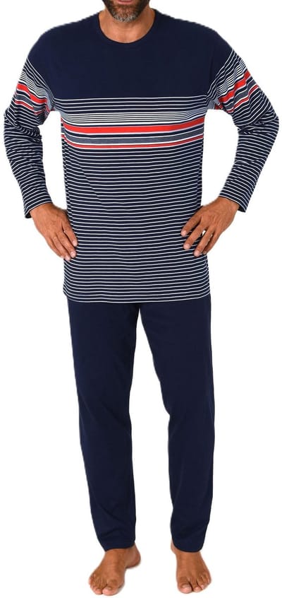 Lange Normann herenpyjama in een elegante gestreepte look