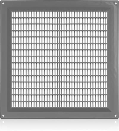 Ventilatierooster met gaas - Rooster afdekking - Luchtstroom verbeteren - Insectenwerend gaas - 250x250mm - Grijs