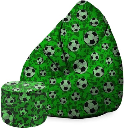DreamRoots Oxford Zitzak voor Volwassenen – Luxe Beanbag met Voetsteun en Afneembare Hoes – Inclusief Vulling – 80x80x120 cm - Soccer