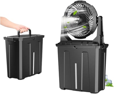Ventilator voor buiten - Vernevelingsventilator - Met 9L-watertank - Koelventilator - Zwart - 20.000 mAh - Oplaadbare ventilator - 4 vernevelingsstanden - Draagbare vernevelingsventilator - 31 x 19 x 31 cm