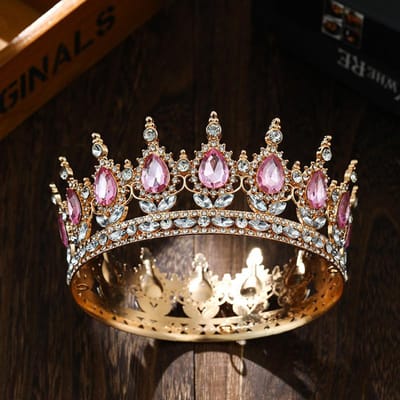 Barok Legering Druppel Kroon Tiara Bruids Bruiloft Fotografie Accessoires Volledige Cirkel Volwassen Ceremonie Tiara brown