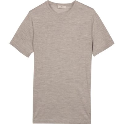 Thomas Maine Trui Fine Merino Crew Neck Short Sleeve Licht Grijs Melange / male