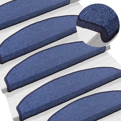 vidaXL - Zelfklevende - trapmatten - 15 - st - 80 - x - 24,5 - x - 3,5 - cm - Blauw