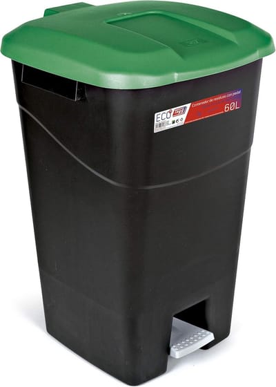 Afvalemmer 60 liter met pedaal en groene deksel