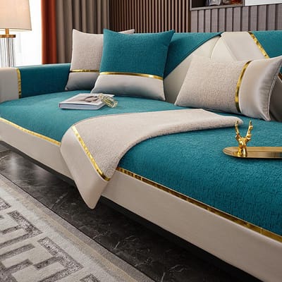 Nieuwe Goudrand Sofa Kussenhoes Stof Zitkussen Huishoudelijk Modern Eenvoudig Antislip Sofa Handdoek Universeel Vier Seizoenen 70x70cm  1pcs
