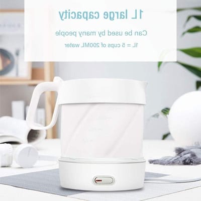 Elektrische Waterkoker - Opvouwbare Waterkoker - Reizen en Kamperen - Dubbele Spanning - 1 Liter - Wit