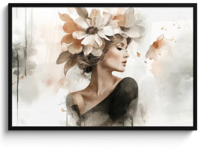 Poster in lijst - Fotolijst 120x80 cm - Posters - Bloesem - Portret - Gezicht - Posterlijst zwart - Decoratie - Wanddecoratie woonkamer - Muurdecoratie slaapkamer