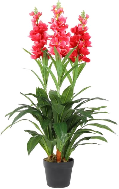 Kunst Roze Gladiool Plant | 90cm - Namaak gladiool plant - Kunstplanten voor binnen - Kunstplant gladiool