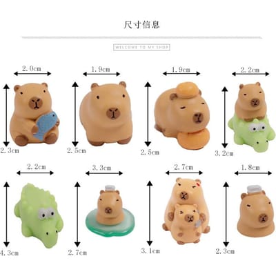 8 stuks Capybara Beeldjes Set Mini Kapibara Dier Model Speelgoed voor Kinderen Huisdecoratie Cadeau champagne