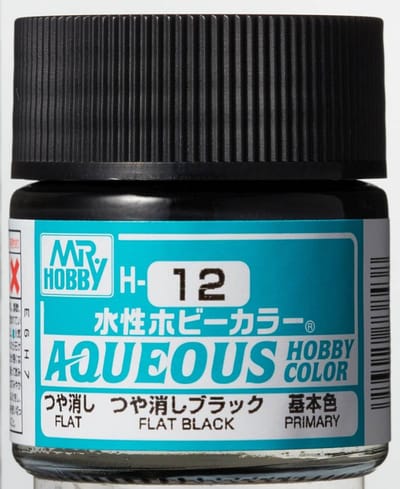 Gunze H-012 - Zwart Mat - Mr. Hobby Aqueous Modelbouwverf 10ml