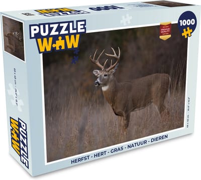 Puzzel Herfst - Hert - Gras - Natuur - Dieren - Legpuzzel - Puzzel 1000 stukjes volwassenen