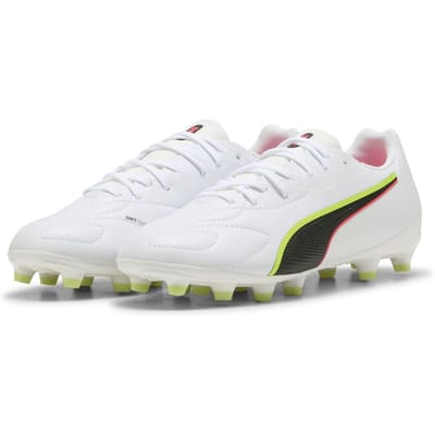 Puma Voetbalschoenen voor kinderen, model King Match, voor harde ondergrond (Wit, Rood)