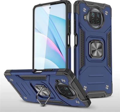 Hoesje Geschikt voor Xiaomi Redmi Note 9 5G/Note 9T 5G Hoesje - Heavy Duty Armor hoesje Blauw - Redmi Note 9 5G/Note 9T 5G hoesje 360-Degree hybride hoesje ringhouder