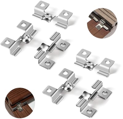 Allecto - 100 clips roestvrij staal - Bodembevestiging - Zilver - Voor houten vloeren - Ideaal voor buitenvloeren - 6,5 mm