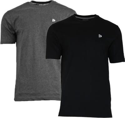 2-Pack Donnay - T-shirt (Vince) - Sportshirt - Heren - Charcoal/Black (1030) - maat S