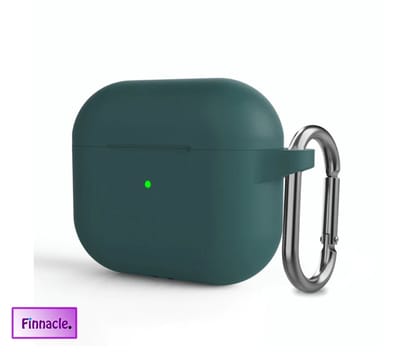 Finnacle - 2 stuks Hoesje geschikt voor Apple AirPods 3 met clip - Donker groen - Beschermhoes - Siliconen - Case - Soft case - set van 2