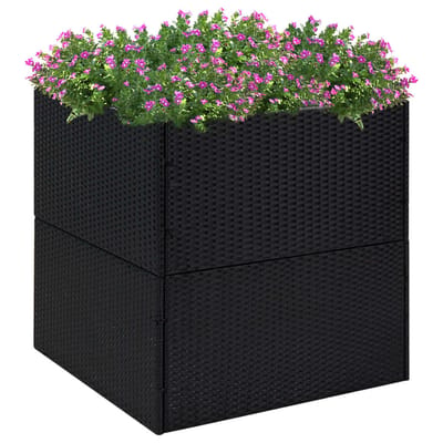 vidaXL - Plantenbak - 80x80x80 - cm - poly - rattan - zwart