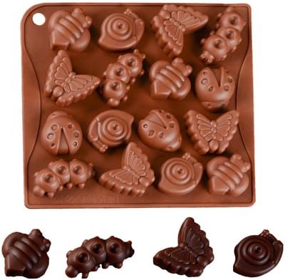 Dailygoods- Chocoladevorm 3D - Siliconen Mal - Insecten - BPA-vrij - 16 Holtes - Duurzaam en Herbruikbaar - Bakvorm