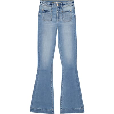 RAIZZED Sunrise Patchedon Pockets Jeans Mid Blue Stone Maat: W23L34 | Flared Jeans Outlet | Dames | Blauw