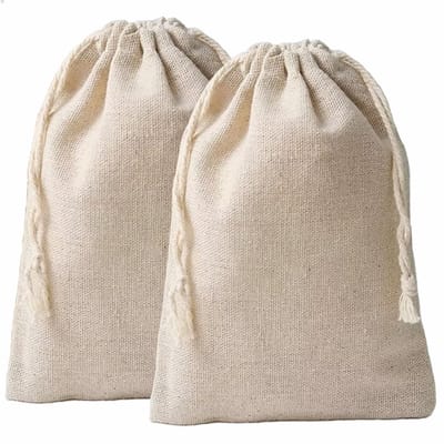 Dailygoods- Cadeauzakjes 20 x 30 cm - Katoenen Zakjes - 12 Stuks - Trekkoord - Bruiloft/Feest - Allround Verpakking - Stoffen Zakjes