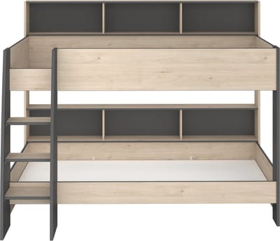 Parisot - Stapelbed Leo - Eik/Grijs - incl. 2 koudschuimmatrassen – 90x200