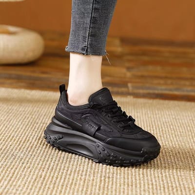 Lente Stijl Verhoogde Mode Casual Ademend Trendy Damesschoenen Lage veterschoenen Plateauschoenen Daddy Schoenen Dikkere zool Damesmodellen 35