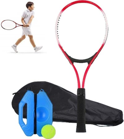 Tennistrainer Set - Bal met Touw - Oefenen Tennis - Aluminium Legering - 53x22 cm - Rood