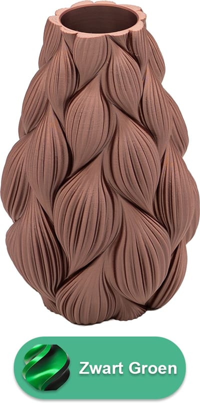 Lamina moderne vaas – Decoratieve vaas - Zwart / Groen - 3d geprinte vaas – geschikt voor droogbloemen - 20CM