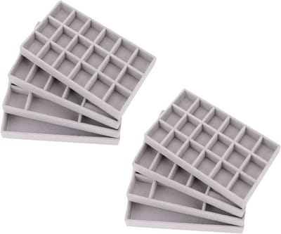 AIRZSNRY Set of 8 Drawer Jewellery Organizers, Velvet Jewellery Insert Box, Stackable, Stackable Accessories for Chest of Drawers (Grey)